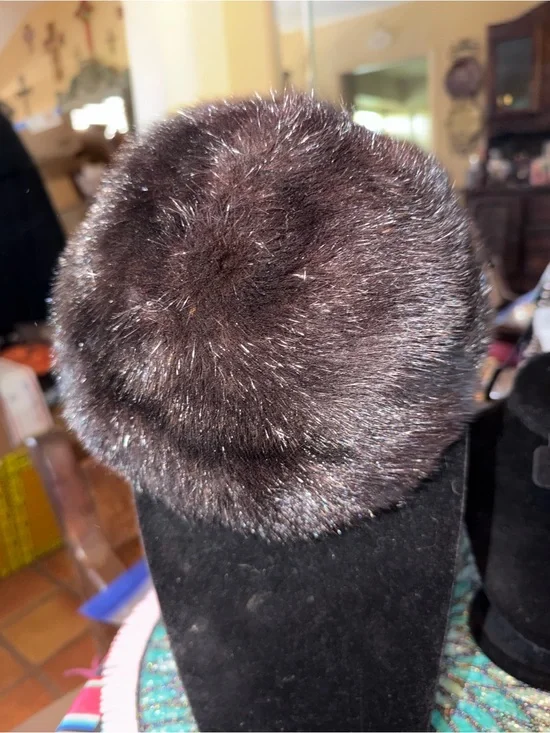 Small Black Mink Fur Vintage Hat