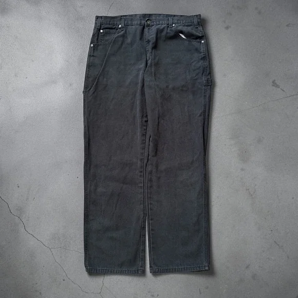 Dickies Duck Carpenter Relaxed Fit Mens Size 38x32 Canvas Work Pants Black