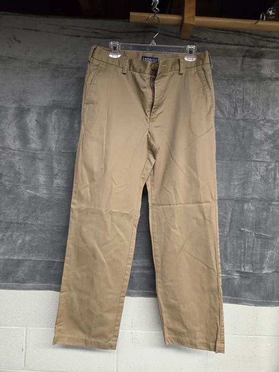 Izod Men's Tan Chino Pants - Classic Straight Leg, 32×32