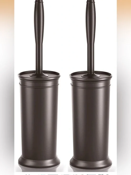 Amazon Bronze Toilet Brush and Covered Holder Set