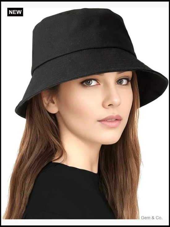 Cotton Bucket Hat Unisex Sun Hat Packable Fisherman Cap for Casual Sports Trips