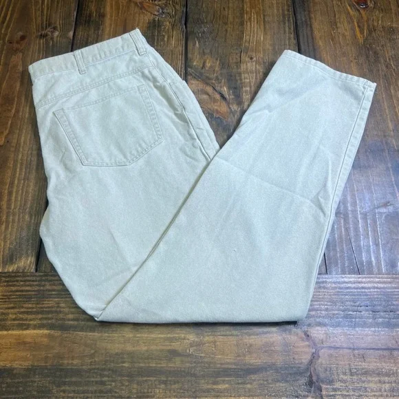LL Bean Mens Khaki Cotton Canvas Work Pants‎ 36x34 Straight Leg Tan 0Y462