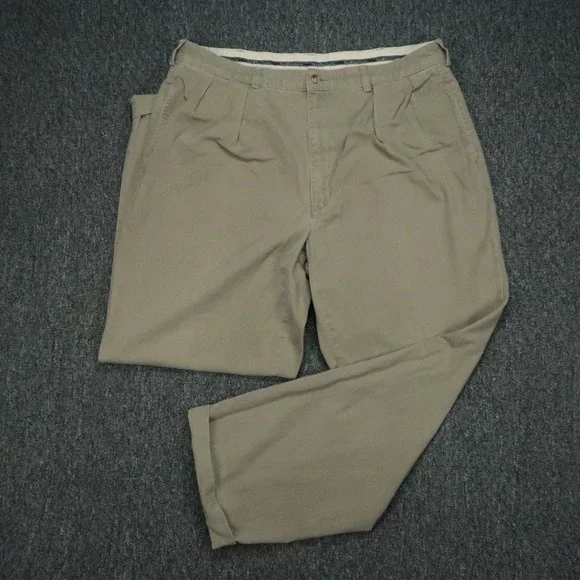 Polo Ralph Lauren Pants Mens 36x32 Khaki Tan Double Pleat Cuffed Straight VTG