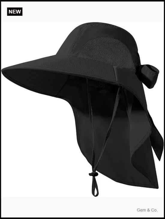 Foldable Waterproof Wide Brim Bucket Hat with Neck Flap for Fishing Hiking