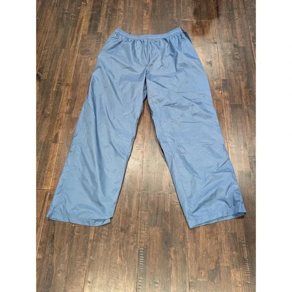 Vintage Reebok Nylon Track Pants Mens 2XL Light Blue Baggy Straight Leg Y2K Wide
