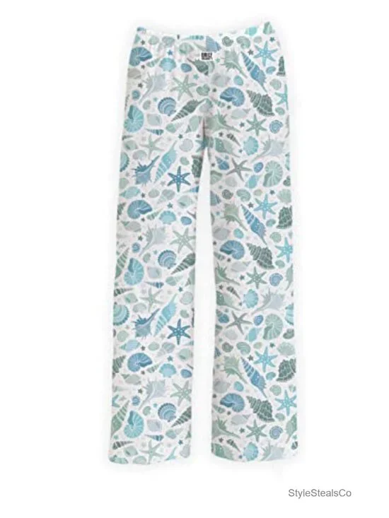 Funny Coastal Print Pajama Pants, Unisex Lounge Pants with Pockets S-XXL