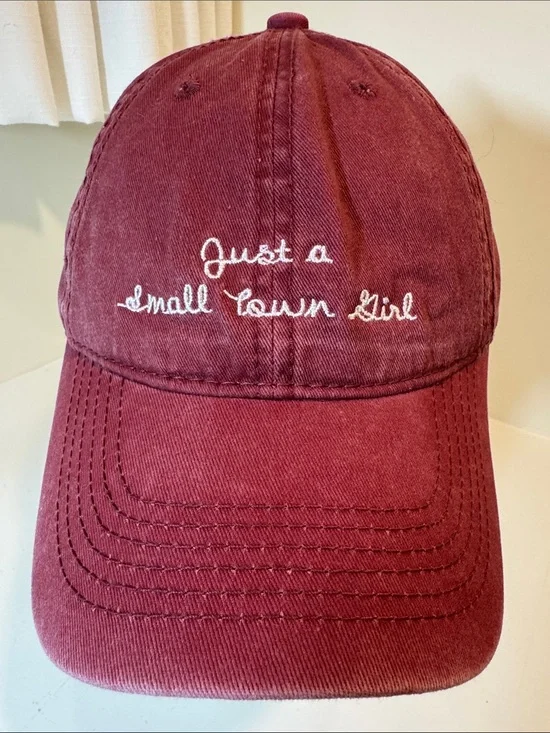 Altar’d State “Just a small town girl” burgundy cotton ball cap. OS.