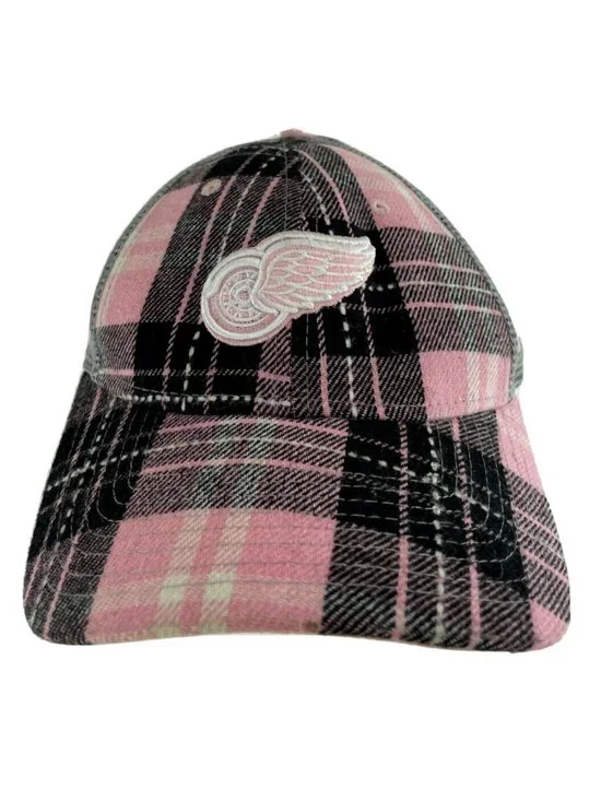 Detroit Red Wings Hat Cap Pink Check Plaid Strap Back New Era Womens
