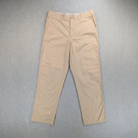 LL Bean Classic Fit Chino Pants Mens 35 Tan Khaki Cotton Flat Front 262548