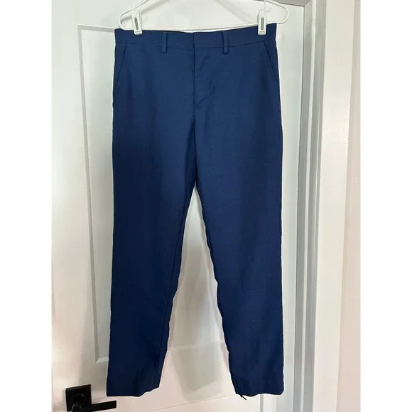 The Savile Row‎ Company Mens Navy Blue Textured Dress Pants 30x32 Flat Front