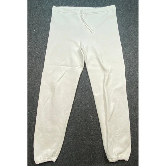 Russell Athletic Sweatpants L‎ White Mens Vintage Made in USA Joggers Drawstring