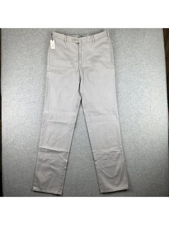 Peter Millar Pants Mens 34x32 Gray Slim Chino Flat Front Pima Cotton NWT