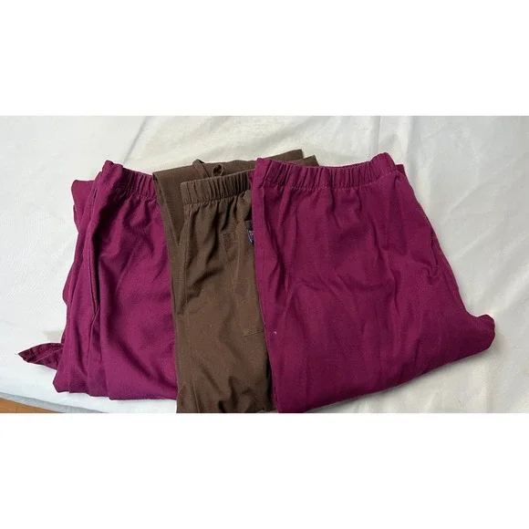 Cherokee Workwear Scrub Pants Bundle of 3 Wine Brown Drawstring 4101 Mens Medium