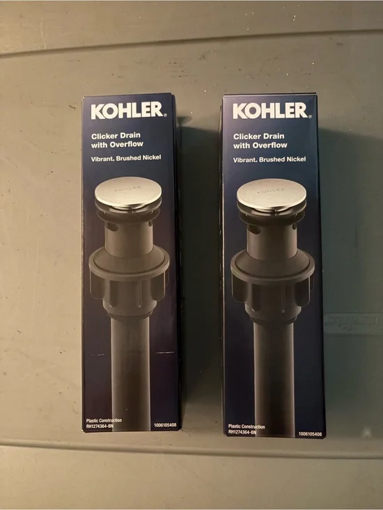 Kohler Vibrant Brushed Nickel Bathroom Sink pop up drains brand new