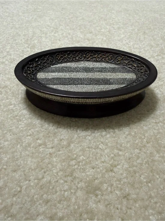 Decorative Oval Trinket Dish/ Soap Dish in Dark Bronze and Silver