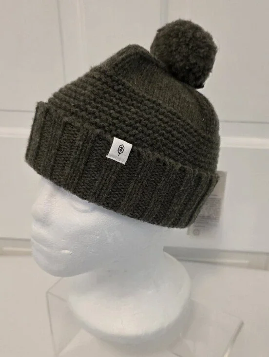 NWT Will + Bear Australian Wool Tasman Moss Green Pom Pom Beanie OS Unisex