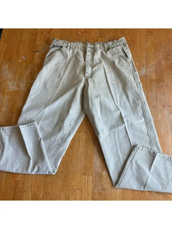 Carpenter Workwear Pants Wrangler 36x30 Fits Like 35X31 Tan Utility Straight Leg