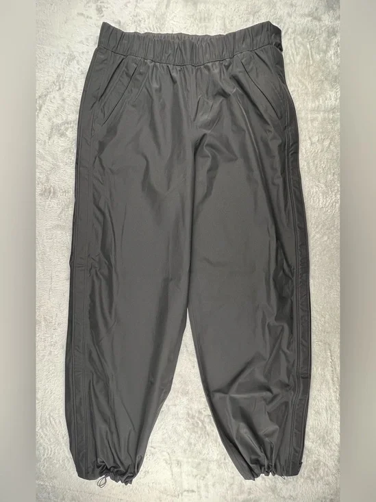 Athleta RainOut Traverse Pant Large Tall Black Zip Leg RAIN PANTS Running Hike