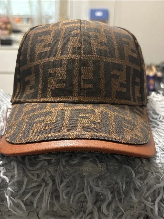 Unisex Fendi Brown & Beige Monogram Hat