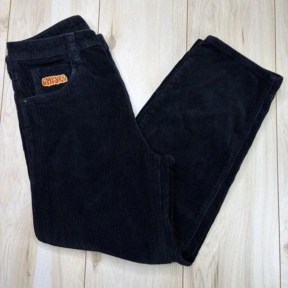 Empyre Corduroy Pants Mens Size 30x28 Baggy Straight Fitting Y2K Black Skate