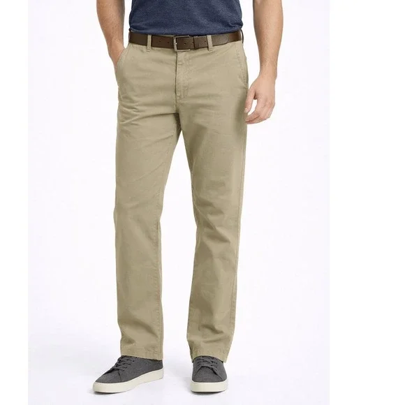 Lee X-Treme Comfort Khaki Chino Pants Mens 34x32 Straight Leg Tan Stretch Cotton