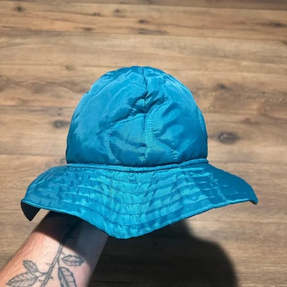 Vintage Appleseeds Teal Blue Quilted Bucket Hat Womens One Size