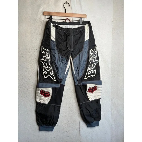 Fox Racing Motocross Pants Mens 34 Black Grey White MX BMX Riding Gear Vintage