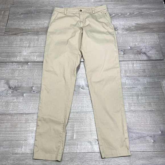 Lululemon Pants Mens 31 Tan Beige Casual Chino Stretch‎ Golf ABC Athletic * flaw