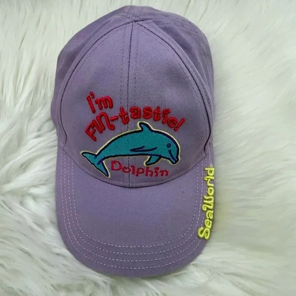 SeaWorld Purple Dolphin Hat Im Fin-tastic Adjustable Souvenir Baseball Cap
