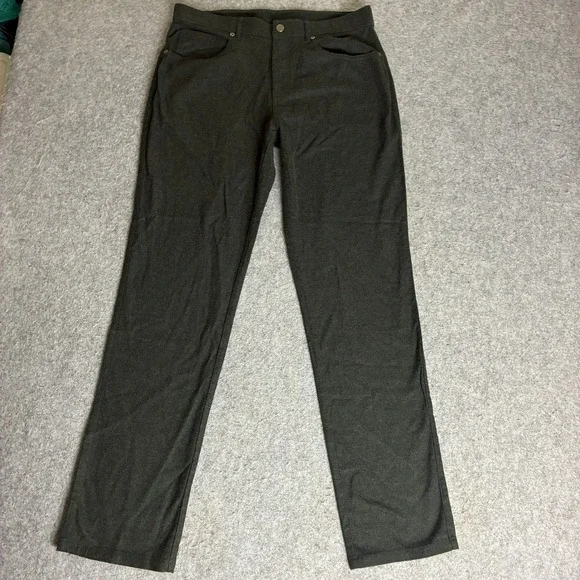 Kirkland Signature Mens Brushed Pants 33x31 Charcoal Gray Stretch Cotton