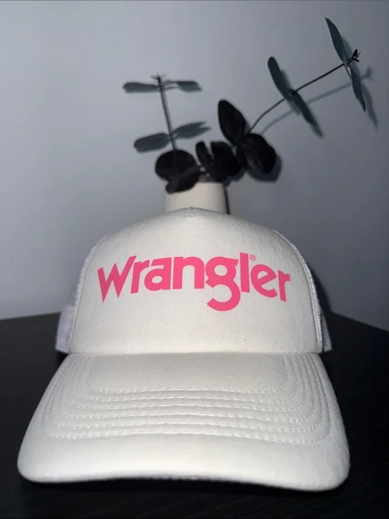 Wrangler White Cap with Pink Logo
