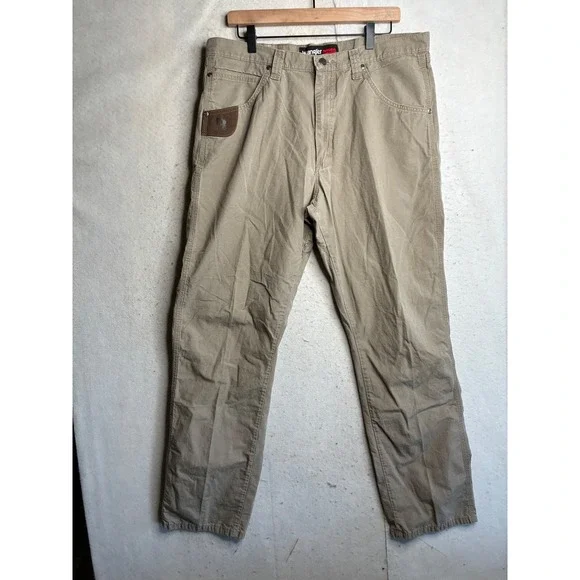 Wrangler Riggs Workwear Mens Khaki Tan Cotton Utility Pants 3W045DK 36x34