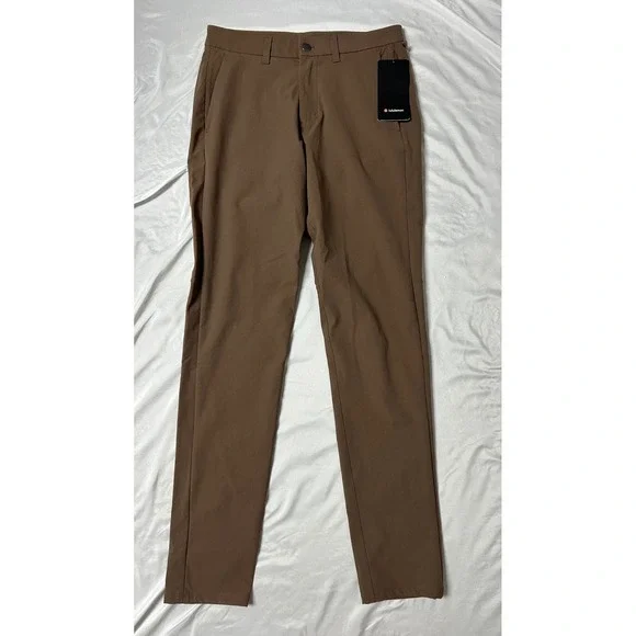 NWT Lululemon Commission Pant Slim 34L Warpstreme Brown Chino 31 LM5AF3S DMOC