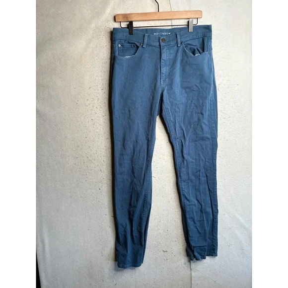 Mott & Bow Mercer Slim Chinos Blue Gray Stretch Cotton Pants 33x32 OP-00001061