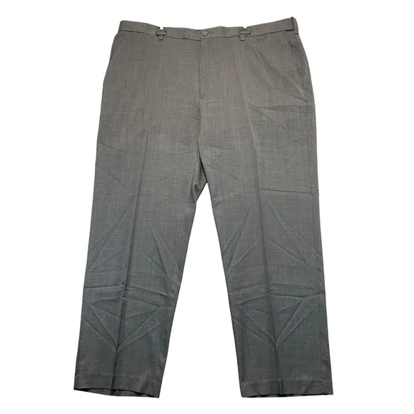 Savane Mens Stretch Performance Dress Pants 44x30 Grey No Iron