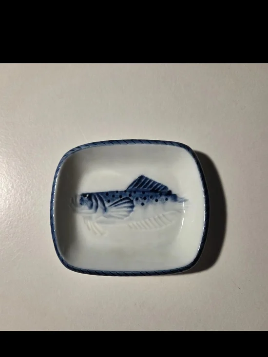 Vintage Change Dish Fish Coin Tray Fishing Motif Dish