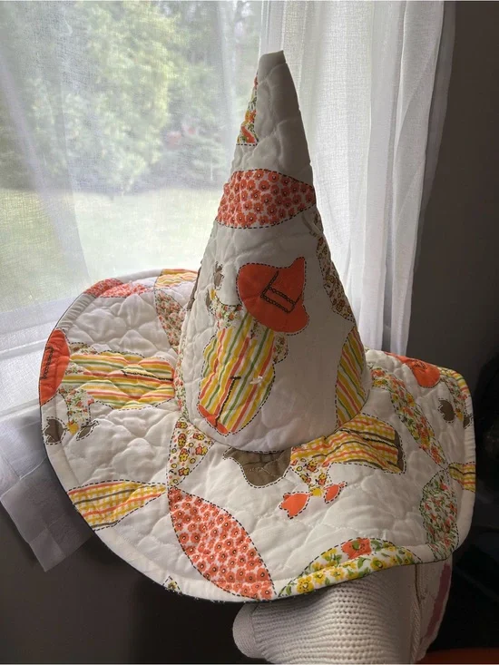 Quilted Witch Hat - Adult Size - Sunbonnet Baby Patchwork