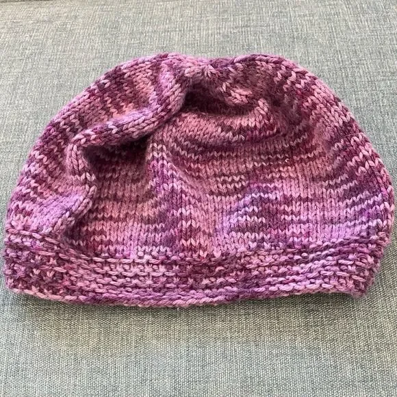 Handmade Purple Knit Beanie Hat
