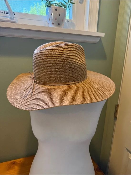 House of Harlow 1960 Tan Braided Wide Brim Sun Hat