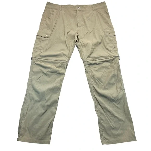 Kuhl Renegade Convertible Stealth Pants Mens 40x32 Khaki Tan ZipOff Hiking Cargo