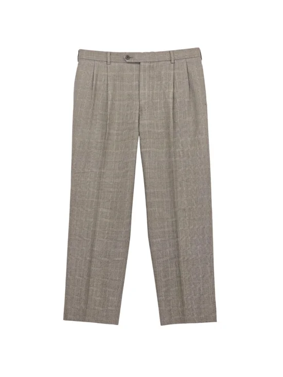 Brooks Brothers 1818 Madison Dress Pants Mens 35x29 Brown Glen Plaid 100% Wool