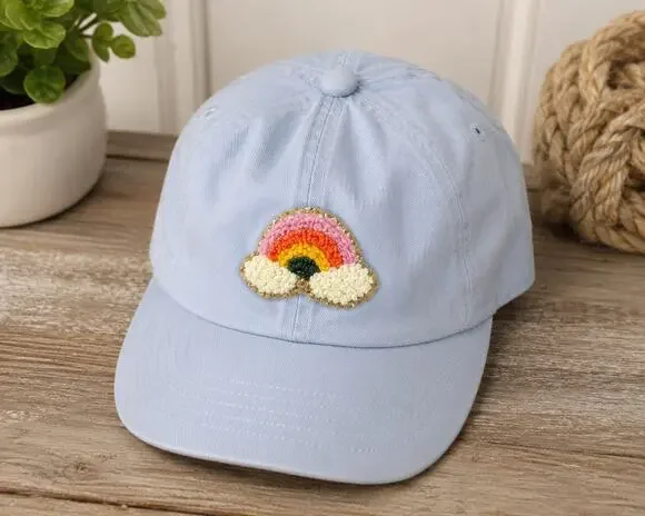 David & Young Light Blue Rainbow Patch Mesh Trucker Hat Adjustable