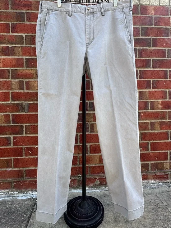 POLO Ralph Lauren Chino Soft Gray Stretch Classic Pants StraightPony Logo Preppy
