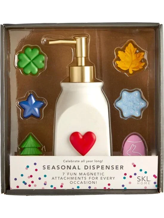 Seasonal Soap & Lotion Dispenser Set with 7 Magnetic Holiday Attachments