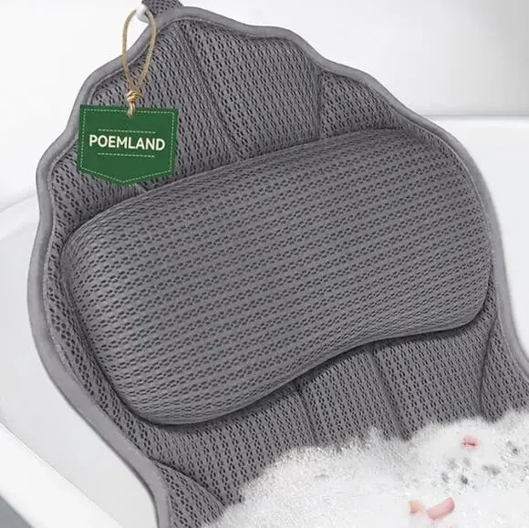 Brand New Luxury Soft 4d Mesh Bath Pillow for Tub, bathtub pillow- Gray