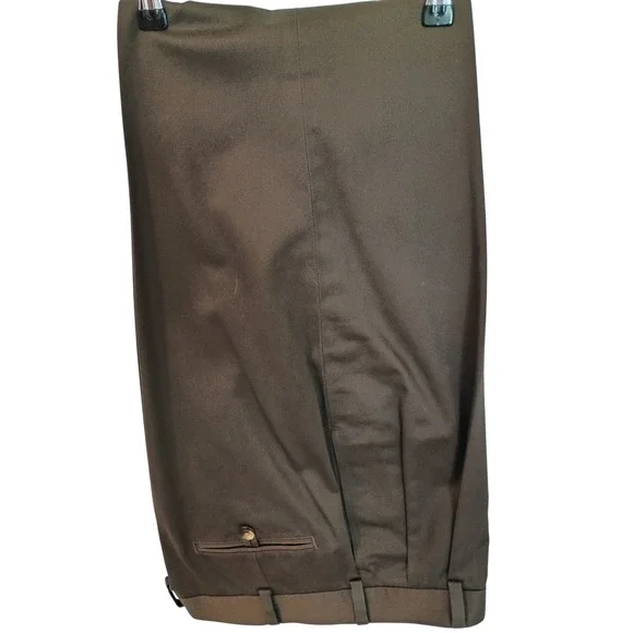 Jos. A. Bank Traveler's Collection Olive Green Pleated Cuffed Dress Pants 34x32