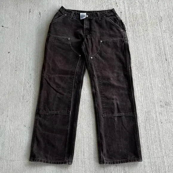 Carhartt WOMENS faded brown double knee work wear carpenter pants