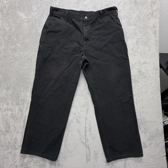 Carhartt Pants B11 Mens Measured 38x29 Black Carpenter Relaxed Fit Canvas USA