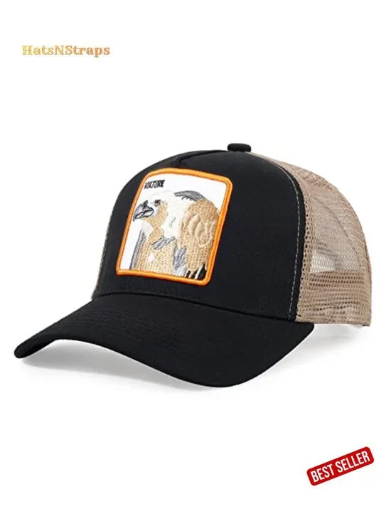 Animal Embroidered Mesh Trucker Hat Adjustable Snapback Baseball Cap