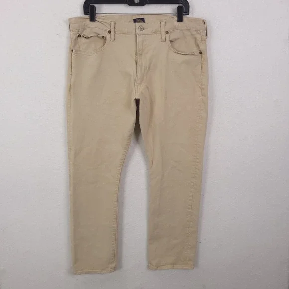 Polo Ralph Lauren Varick Slim Straight Pants Mens 38x30 Tan Khaki Chinos Stretch